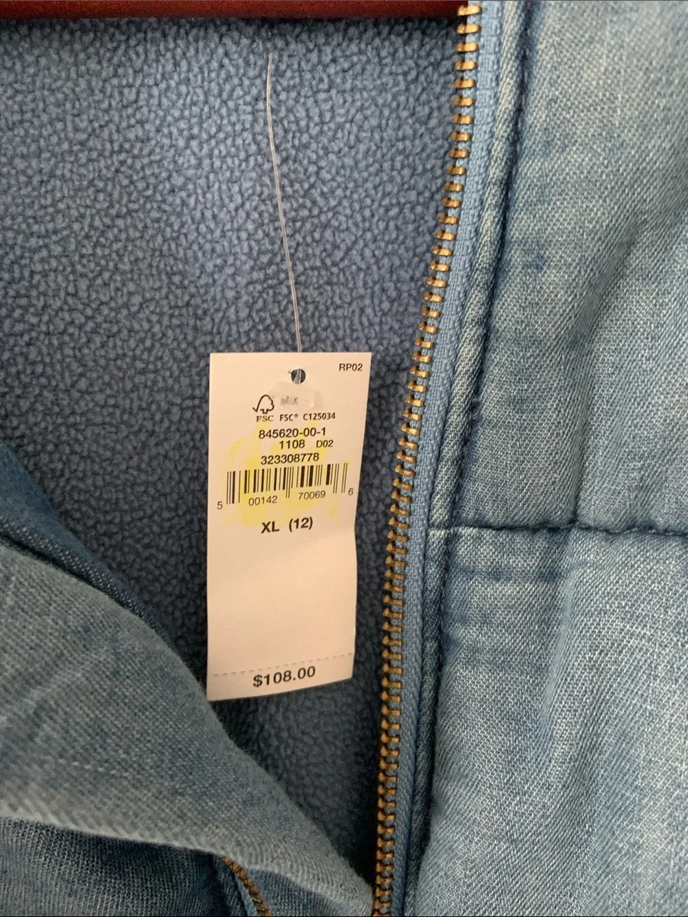 GAP Blue Denim Quilted Cropped Puffer Jacket for Kids